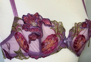 **32 B Simone Perele Demi embroidered sheer cups Underwire Bra made in FRANCE - Picture 1 of 10