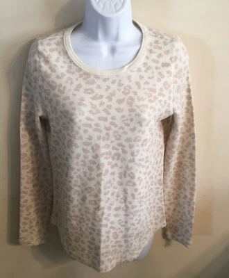 Sonoma Ladies Size X Sm Cream Color& Beige Animal Print Casual Cotton Blend Top - Image 1 of 4