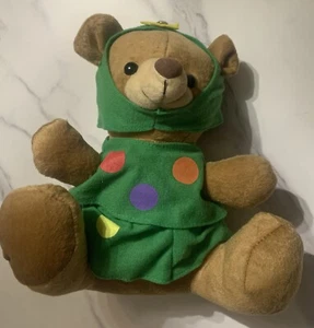 Oriental Trading Company Teddy Bear Brown 10" Plush Stuffed Animal Toy Green - Picture 1 of 5