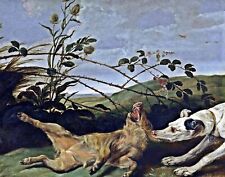 Art Greyhound Catching Wild Boar. Oil Painting Giclee Print Canvas