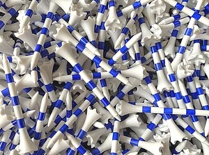 Golf Tees New Truestrike 2 3/4 White Blue Stripes Performance Tees - Picture 1 of 4
