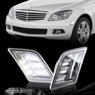 Светодиодные хромированные габаритные огни на бампер для Mercedes Benz W204 C-класса 2005-2014 годов выпуска - Изображение 1 из 4