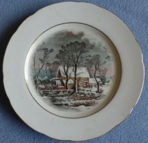 Piatto decorativo premio rappresentanti Avon 8" 1977 scena di campagna bordo oro - Foto 1 di 7