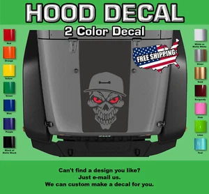 Hood Decal Fits Jeep Wrangler H-201 - Blackout (Skull) - Picture 1 of 3