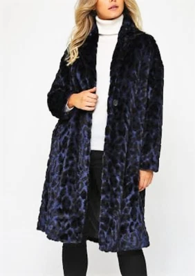 PS Paul Smith Cheetah Faux Fur Coat, Blue UK6 EU38 US2 RRP £370 - Image 1 of 4