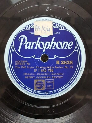 78 RPM If I Had You Limehouse Blues Benny Goodman Sextet Parlophone R 2838 - Image 1 of 4