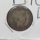 1910 D Barber Silver Quarter Coin  Ag About Good Full Date