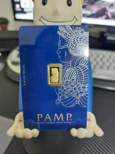 PAMP Suisse Lady Fortuna 1 G 999 Fine Gold Bar In Assay - Picture 1 of 2