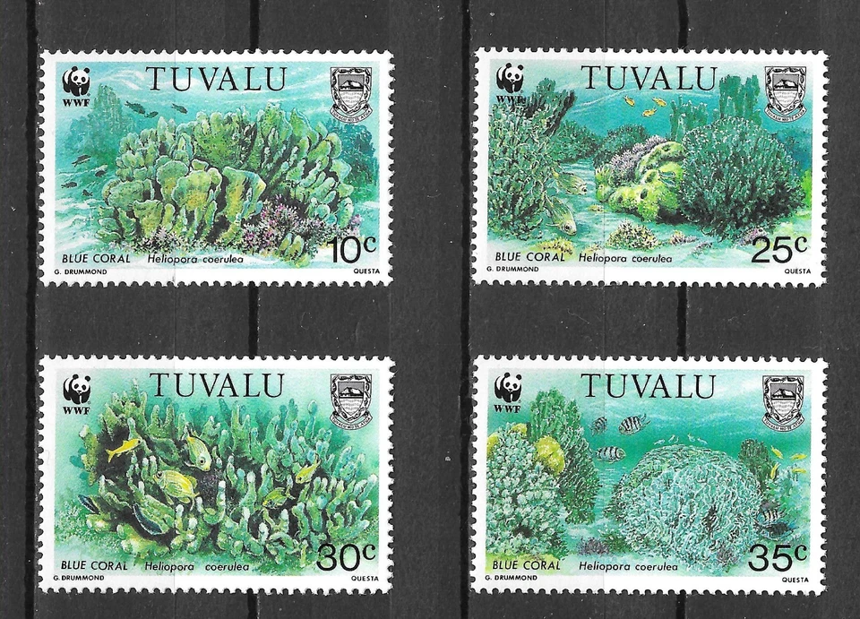 Tuvalu 1992 MiNr. 638 - 641 / 14,00 € / MNH** Vida Marina Coral Azul WWF 4v Foto 1 de 1