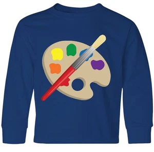 Inktastic Artist Palette And Brush Youth Long Sleeve T-Shirt Art Paintbrush Cute - Picture 1 of 6