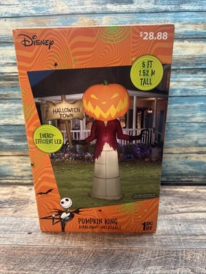 GEMMY Disney Nightmare Before Christmas Pumpkin King 5' Airblown Halloween Inflatable