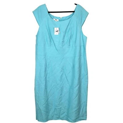 NUEVO CON ETIQUETAS Cato LINO Rayón Turquesa Azul Claro Vaina Vestido Manga Gorra Rodilla Plus 18W  Foto 1 de 4