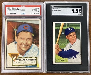 1952 TOPPS WILLARD RAMSDELL PSA-2.5 & 1952 BOWMAN EDDIE YOST #31 SGC-4.5 READ - Bild 1 von 8