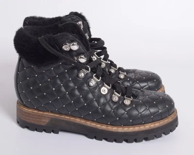 Botines planos acolchados con cordones de cuero negros para mujer Le Silla talla EU 36,5 Foto 1 de 4