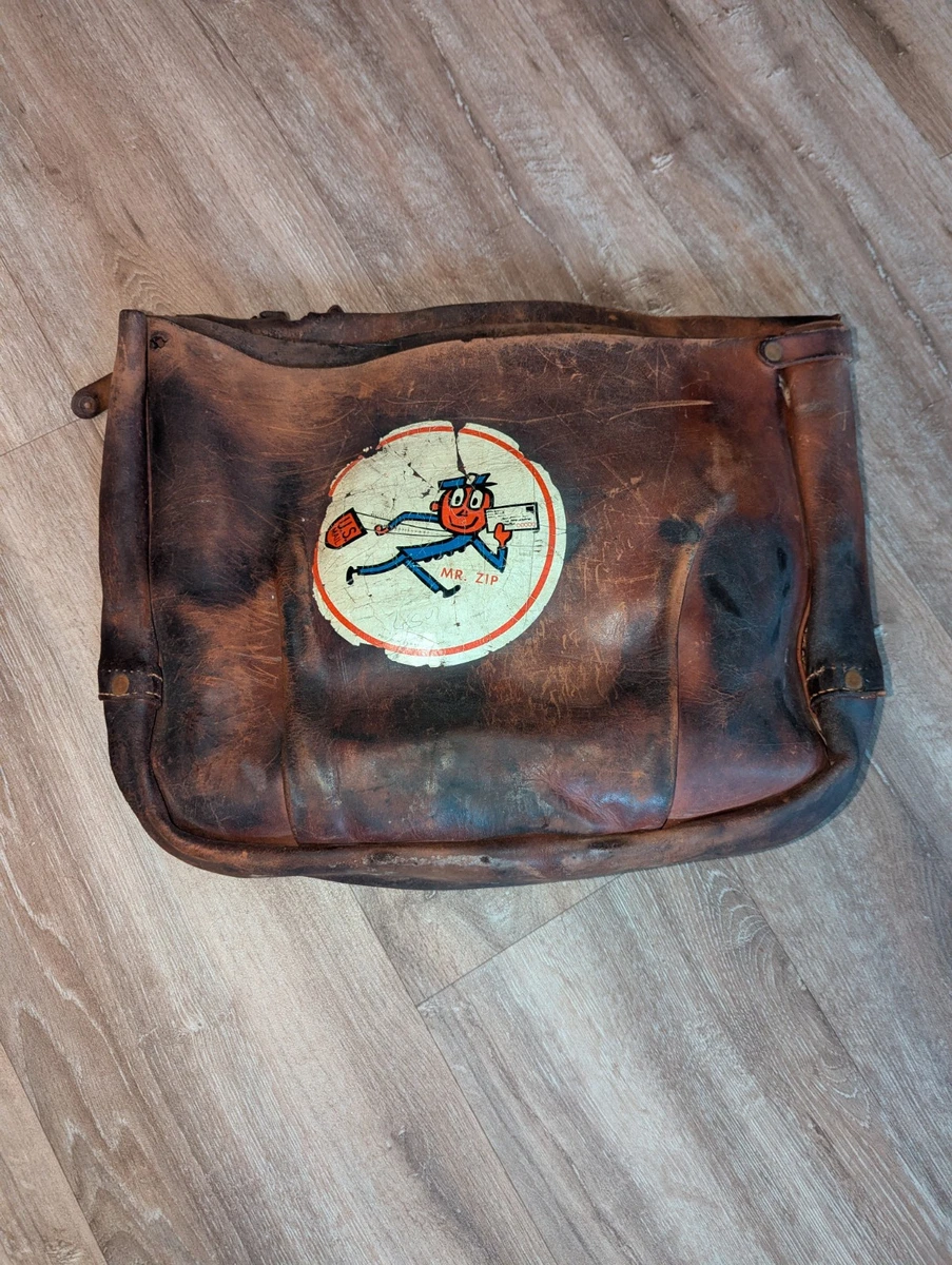 p*7様 60s US.MAIL leather Vintage 1963 Leather Mail Bag Pouch Satchel Mr Zip Decal | eBay