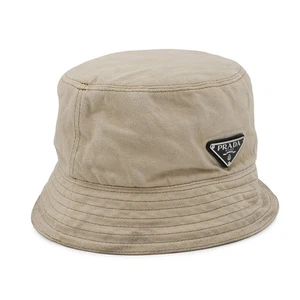 PRADA triangle logo bucket hat Size XL Cotton100% Beige 2HC137 - Picture 1 of 15