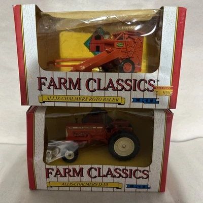 Vtg.  1/43 ERTL  "Farm Classics " ALLIS CHALMERS D-19  Tractor &Roto baler box3 - Image 1 of 4