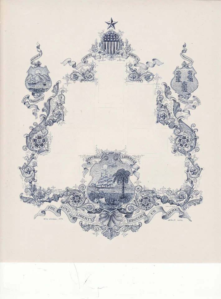 Liberia MNH C69a Proof of Frame in BLUE Designed by SZYK - Image 1 of 1