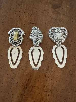 Brighton Bookmark Set of 3  Page Marker Vintage Gold Silver Scroll Heart Leave - Image 1 of 4