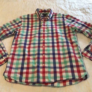 Lands’ End Herren Hemd Größe Medium 15-15 1/2 Knopfleiste Langarm kariert - Bild 1 von 5