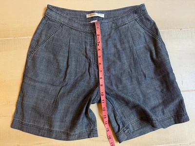 Bermuda Trina Turk azul mistura de linho tamanho 4 6,5" costura interna feminina nova sem etiquetas - Imagem 1 de 4