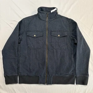 NWT Banana Republic Fleece Jacket Men’s L Tall Navy Striped Patterned Zip $130 - Picture 1 of 15