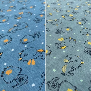 Cute Dinosaur Print Cotton Elastane Spandex Stretch Jersey Dress Craft Fabric - Picture 1 of 11
