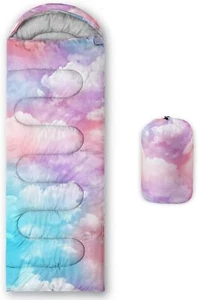 Color Cloud Printed Camping Sleeping Bags,3 Season Warm & Cool Weather,31x90inch - Picture 1 of 8