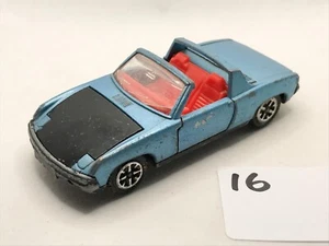 DINKY TOYS # 208 V/W PORSCHE 914 DIECAST TOY MODEL SPORTS CAR 1979 BLUE PLAYWORN - Picture 1 of 5