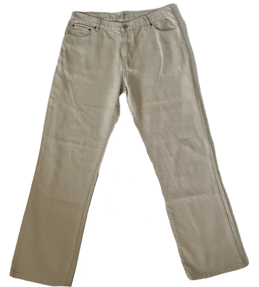 CHEROKEE Y2K VTG 90S 00S TROUSERS CHINOS BEIGE SAND RIBBED UK 14 - Image 1 of 4