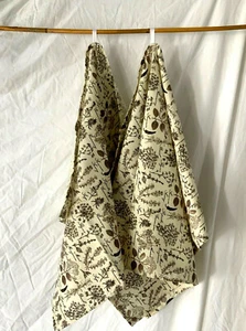 NEW Handmade 100% COTTON Kitchen DISH CLOTH TOWELS SET of Two 34" X 20" Herbs - Picture 1 of 12