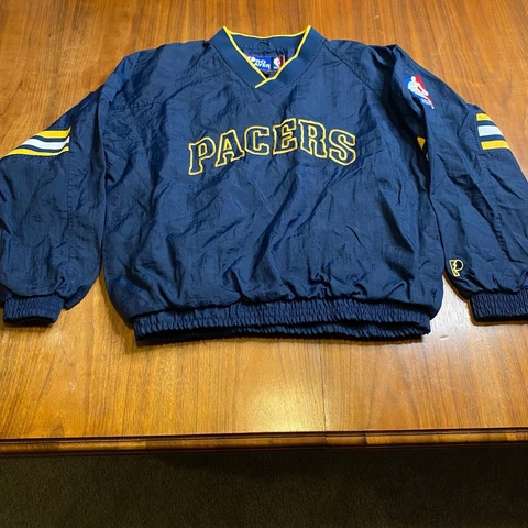 Vintage Pro Player Indiana Pacers NBA Blue Pullover Windbreaker Jacket Men's L Cover