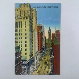 Postcard Canada Toronto Ontario Bay Street City Hall 1924 Posted Linen - Picture 1 of 2
