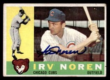 1960 TOPPS IRV NOREN CHICAGO CUBS #433 SIGNED AUTOGRAPH XA1010