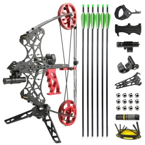 Mini Compoundbogen Pfeil Set Stahlkugel 45lbs Jagdbogen Bogenschießen Sportbogen - Picture 1 of 22