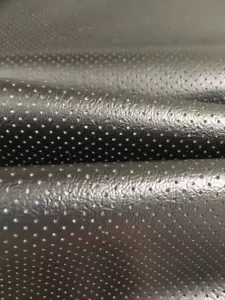 PERFORATED Black faux leather vinyl commercial upholstery fabric 55" wide ROLLED - Picture 1 of 7