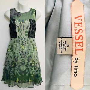 Rare ANTHROPOLOGIE 2012 VESSEL By Timo Layered SILK DRESS Size 0 $298 - Picture 1 of 11