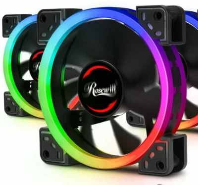 120mm RGB Case Fans (3-Pack) and 6-Port Hub Set, Quiet Dual Ring True RGB LED - Image 1 of 4