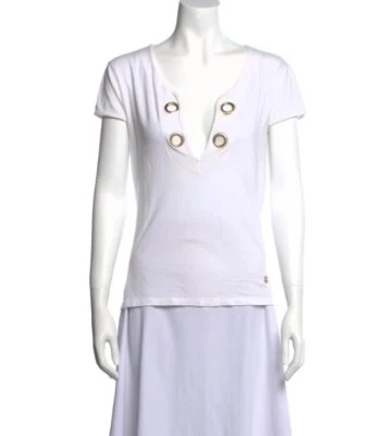 Женская футболка Roberto Cavalli с v-образным вырезом и коротким рукавом белая размер S - Изображение 1 из 4