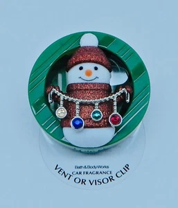 BATH & BODY WORKS SCENTPORTABLE GLITTERY CHRISTMAS SNOWMAN VENT & VISOR CLIP NEW - Picture 1 of 6