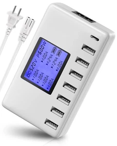 60W/12A 8-Port Desktop Charging Station Multiple USB, Multi Port Fast Charger - Picture 1 of 7