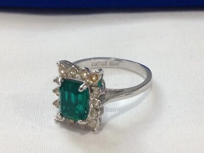 Vintage 14KT G.E. ANILLO DE PIEDRA FACETADA VERDE ESPO Joseph Esposito talla 5,75 Foto 1 de 4