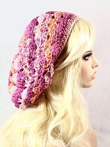 NEU Damen handgefertigte LLOUCHY Beanie Tam Mütze Rasta EXTRA BAGGIE BAUMWOLLSÜSSIGKEITEN - Bild 1 von 5