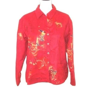 Chico's Colorful Red Shirt Jacket Chico's Size 2 - Picture 1 of 5