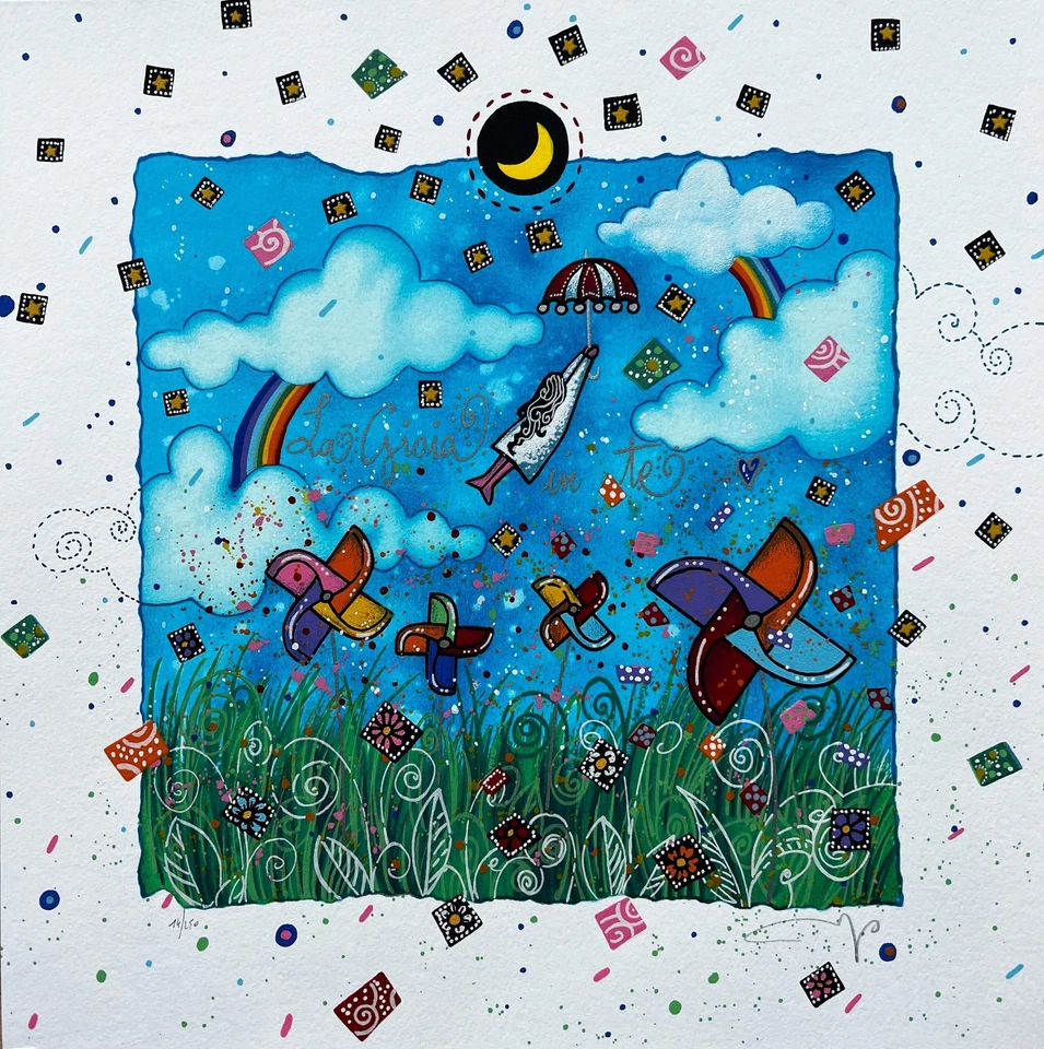 La Gioia in Te Andrea Agostini Opera Quadro SERIGRAFIA Firmata Numerata 40x40 - Immagine 1 di 1