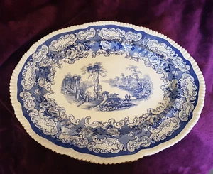 Vintage Large Oval Blue & White ATHENA Pattern Serving Platter ( ENGLAND ) - Picture 1 of 18