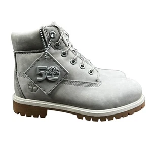 Timberland Premium 6" 50th Anniversary WP Grey Nubuck Boots Youth Boy's Sz 1-2.5 - Picture 1 of 9