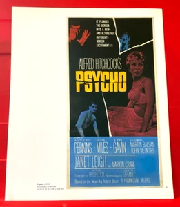 Psycho Anthony Perkins Hitchcock Movie/Film Poster Art PICTURE/PRINT 12" x 9.5" - Picture 1 of 3