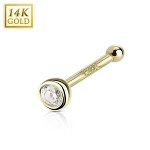 Juego de bisel CZ Oro Amarillo 14K Anillo Nariz Perforación Huesa 20G - Imagen 1 de 1