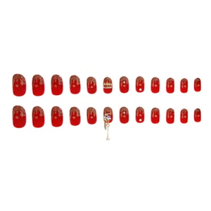 24 Pcs Decorative Fake Nails Colored Nails Tips Red False Nails - Foto 1 di 12